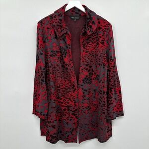 Ming Wang Jacket Blazer Cardigan Size 1X Stretch Animal Print Abstract Statement